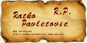 Ratko Pavletović vizit kartica